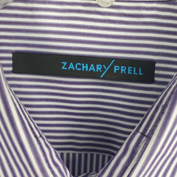 Zachary Prell Striped Purple & White Button Long Sleeve Shirt Men's Size XL 1220 - Picture 4 of 6